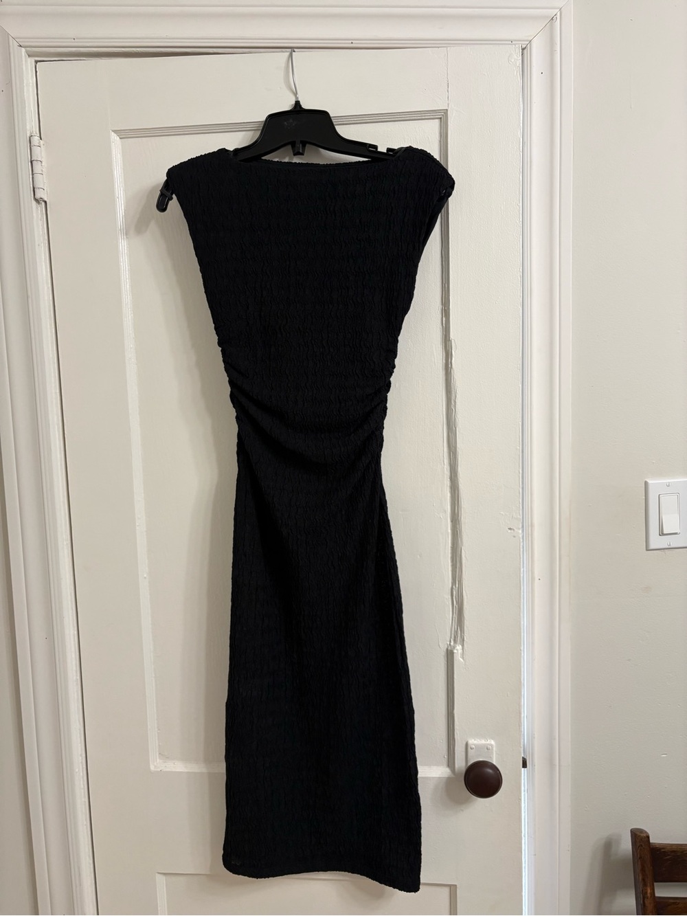 H&M Black Ruched Midi Dress